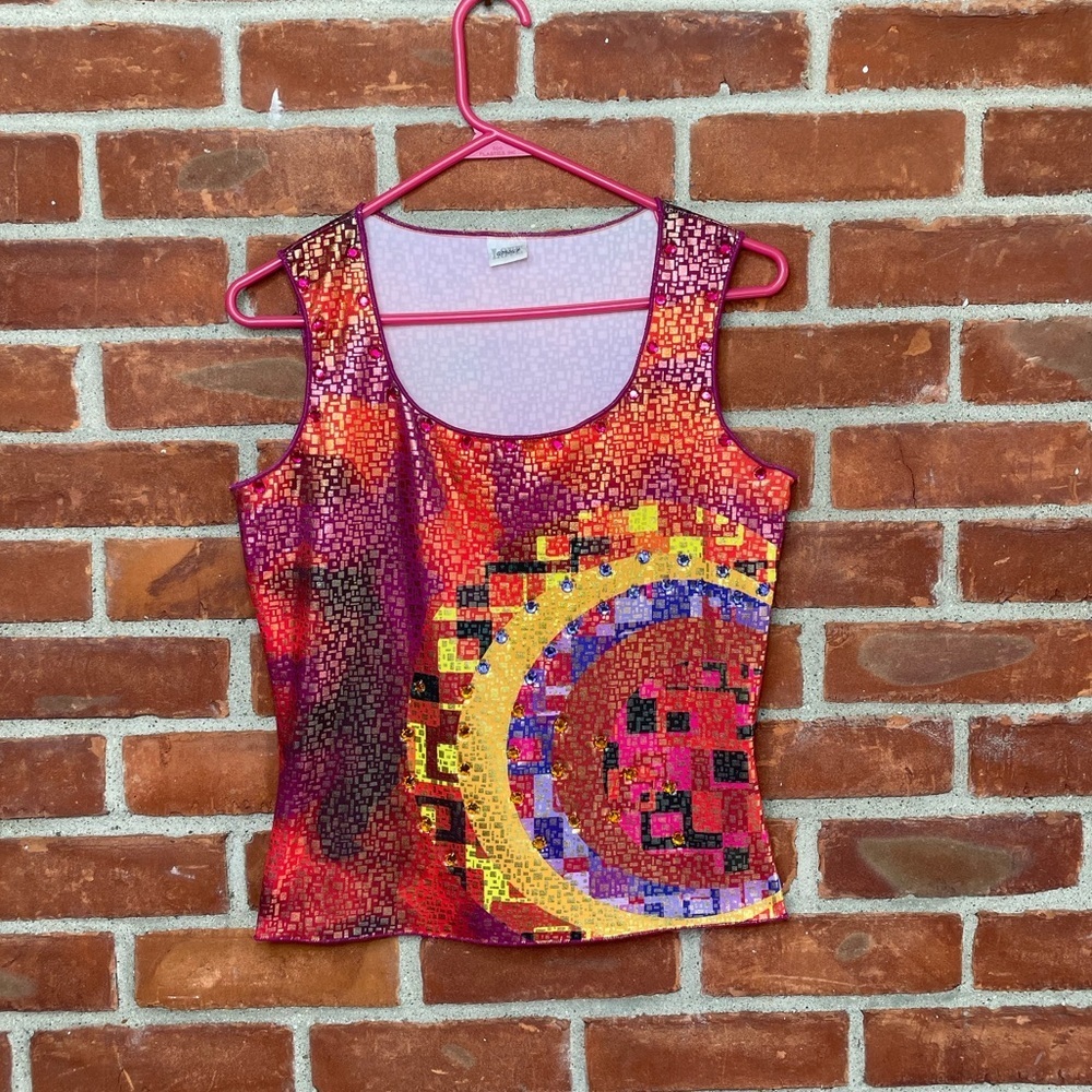 Vintage Y2K sleeveless metallic stretchy top